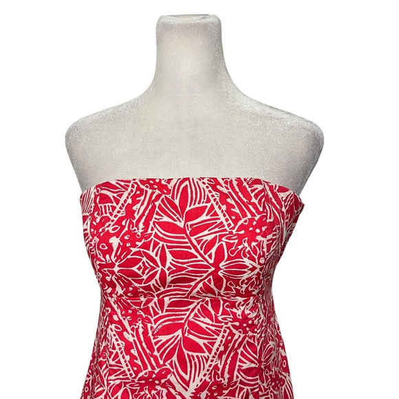 Lilly Pulitzer Franco Punch Pink Tropical Print Strapless Dress Size 2 - Picture 3 of 6
